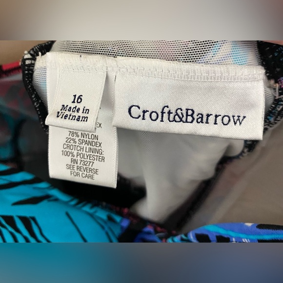 Croft & Barrow Colorful Palm Leaf Ruffled Tiered Swimsuit/Dress/Tankini - Picture 2 of 6